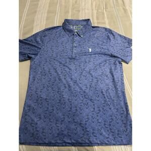William Murray Golf Performance Polo Shirt Blue Dog Whiskey Print
